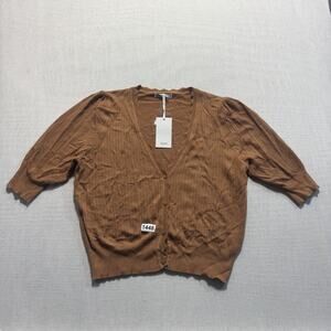Grace Karin Crochet Cardigan Sweater Women Sz XL Brown Brand New